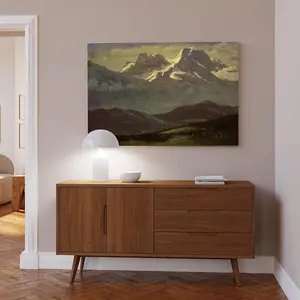 Albert Bierstadt Romantic American Landscape Summer Snow on The Peaks Or Snow Capped Mountains Canvas Art Poster And Wall Art Picture Print Modern Family Bedroom Decor Posters 20x30inch(50x75cm)