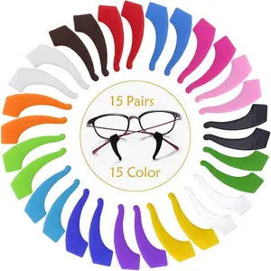 15 pairs multicolored anti slip eyegl ear grips hook and adults sport strap holder eyewear retainer with box silicone for gles temple tip