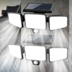 2Pack Outdoor Solar Lights with Motion Sensor 3 Head Security Lights for Outdoor 9000LM Floodlight Spotlight Wide 270° Lighting Angle US
