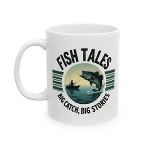 Fishing Ceramic Mug, White Mug, Funny Mug, Fishing, Sublimation Designs 11Oz 15Oz Mug, Cricut Mug Press Designs Wrap