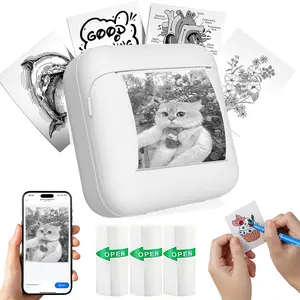 Portable Wireless Mini Printer, Portable Handheld Printer, Inkless Sticker Maker, Compatible with iOS & Android, Ideal for Text Notes Photos Labels Lists Research