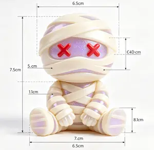 2026 Halloween Spooky Glitter Mummy Squishy Set, Glow-in-the-Dark Bandage Mummy Fidget Toy, Malt-Filled Soft TPR Squeeze Doll, Sensory Stress & Anxiety Relief Toy for Adults