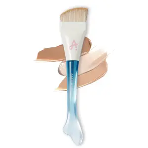 AMORTALS Fishtail Foundation Brush, Professional Makeup Brush for Liquid & Cream, Ultra Soft Non-Absorbent Bristles, Flawless Blending Face Brush (Blue)