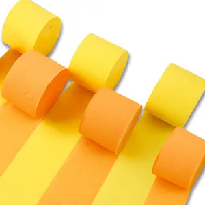 PartyWoo Yellow Crepe Paper Streamers 6 Rolls 492 ft Pack of Pastel Yellow Orange Crepe Paper for Graduation Little Cutie Sunflower Birthday Party Decorations (1.8 Inch x 82 Ft/Roll)