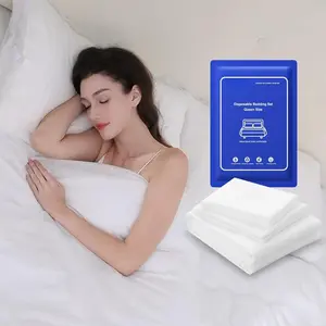 Disposable Bed Sheet  Size, Disposable Sheet for Travel, 4 count Disposable Sheets with Quilt Cover and Pillowcase,Travel Sheet for Hotel Travel Essentials for Business Trip, Cruise,Camping,