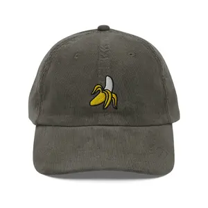 Minimalist Banana Embroidered Corduroy Cap for Subtle Everyday Style