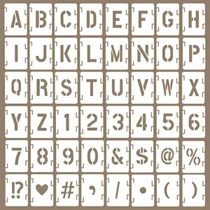 1 Inch Letter Stencils for Painting, 48pcs Small Reusable Alphabet and Number Symbol Stencils for Wood, Walls, Fabric, Rocks, Sign, Canvas DIY Art Projects