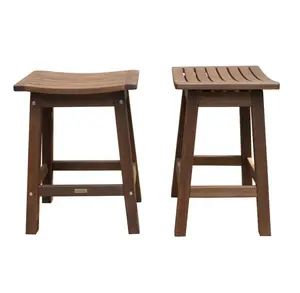 Outdoor Interiors Counter Height Eucalyptus Saddle Stool - Set of 2