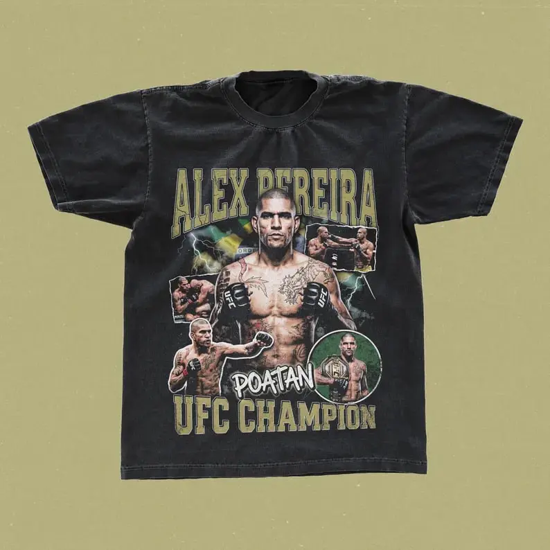 Alex Pereira Shirt, Chama UFC Champion T-Shirt, Poatan MMA Fan Gift, Fighter Graphic Tee