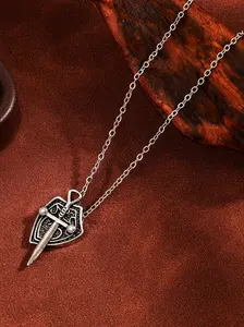 Nordic Viking Sword and Shield Necklace – Vintage-style pendant with a delicate chain, punk-inspired statement necklace – Unisex – Versatile for everyday wear – Perfect for layering – Ideal as a gift – Dainty Boho Necklace