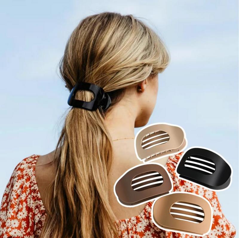 4pcs Solid Color Flat Hair Clips Set-Minimalist Acrylic Barrettes for Women,Strong Hold Claw Clips for Thick or ThinHair l Elegant, No-Crease,Daily & PartyStyling Accessories