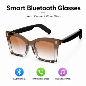 Women's Smart Bluetooth Audio Glasses, Wearable Open-Ear Device with Auto-Connect When Worn, Touch Control, Voice Assistant, UV400 Protection, Fashion Leopard Print, Bluetooth 5.4, Hands-Free Calls, for Driving & Daily Wear