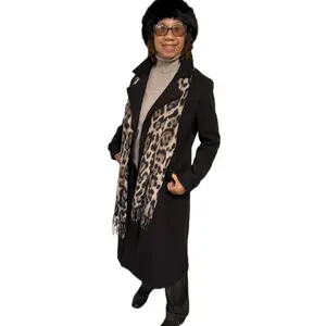 Black double breasted coat Casual Women's Denim Jacket