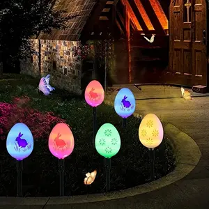 Solar Powered Easter Egg String Lights Outdoor Garden Decor with Bunny Print 10 Tiktokshopstockup