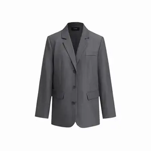 Cider Notch Collar Button Oversized Long Sleeve Blazer