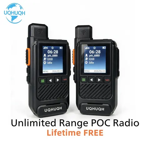 UQHUQH N888 Rugged Plastic 4G LTE POC Walkie Talkie for Adults - Remote Use, Full App Control, Lifetime Free SIM Card, 4000mAh Battery, PTT Radio, Long Range, 5000-mi 4G Network, Hiking/Camping, Cool Gadgets for Adults