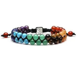 Hensy 7 Chakra Double-Layer Bracelet – Natural Stone Beads Energy Balance – Unisex Meditation Jewelry