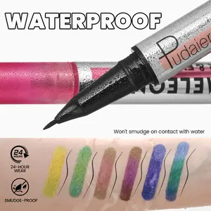 Pudaier 2 IN 1 Liquid Colored Multi-chrome Eyeliner | High shine and radiant bold effect, water proof and smudge proof, long lasting eyeliner makeup