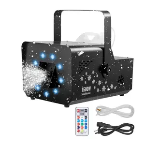 1500W Snow Machine with RGB DMX512 Signal Control, 9 LED Lights, Wireless Remote, High Output Snowflake Machine with 5L Tank, Portable DJ Stage Snow Maker for Christmas Parties Stage Effects