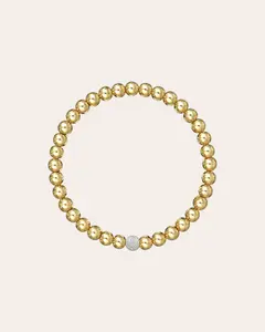 5mm Gold Bead Bracelet with Diamond Bead