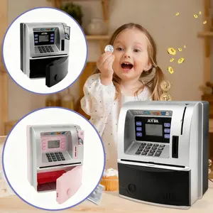Valentine's Day ATM Piggy Bank Convenient Interesting Kids ATM Machine Safe Talking ATM Piggy Bank Upgraded ATM Piggy Bank Digital Electronic Savings Safe Machine Box,Black