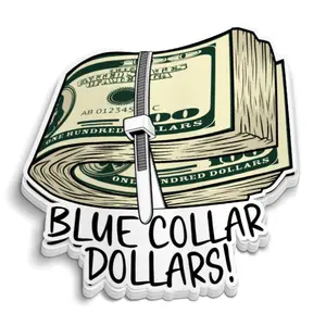 Blue Collar Dollars Sticker for Hard Hats, Premium Matte Vinyl Decal for Tradesmen, 2.5 or 3 Inch Size Options, Water-Resistant for Toolboxes, Tradesman Gift, Durable Sticker