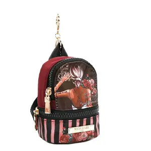 Nicole Lee Keychain Backpack with Gold-tone Hardware, Zipper Closure, and Decorative Bottom Wrap-around Zipper