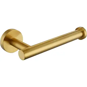 Brushed Dark Gold Toilet Paper Holder, SUS304 Stainless Steel Round TP Hanger, Modern Bathroom Lavatory Tissue Roll Storage