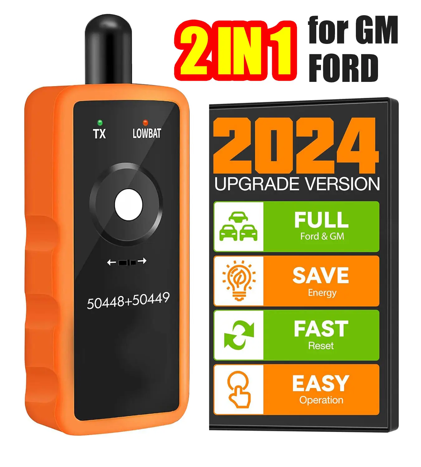2IN1 TPMS Relearn Tool Super 50448 + 50449 for GM Ford with Model Switch Button,Tire Pressure Sensor Monitor Reset Activation