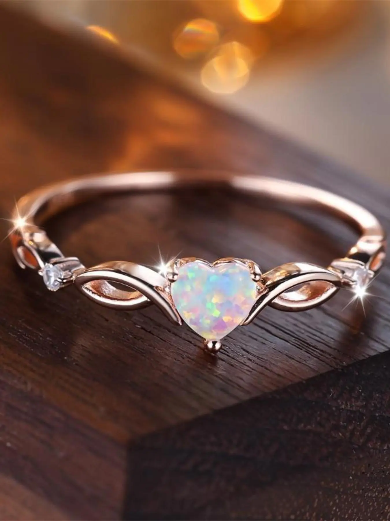 Elegant Heart-Shaped Synthetic Opal Ring, Silver Color Wedding Band, Engagement Wedding Jewelry, Inspired by Birthstones, Alloy Material, Perfect for Brides, Engagements, Anniversaries, Beautiful Rings