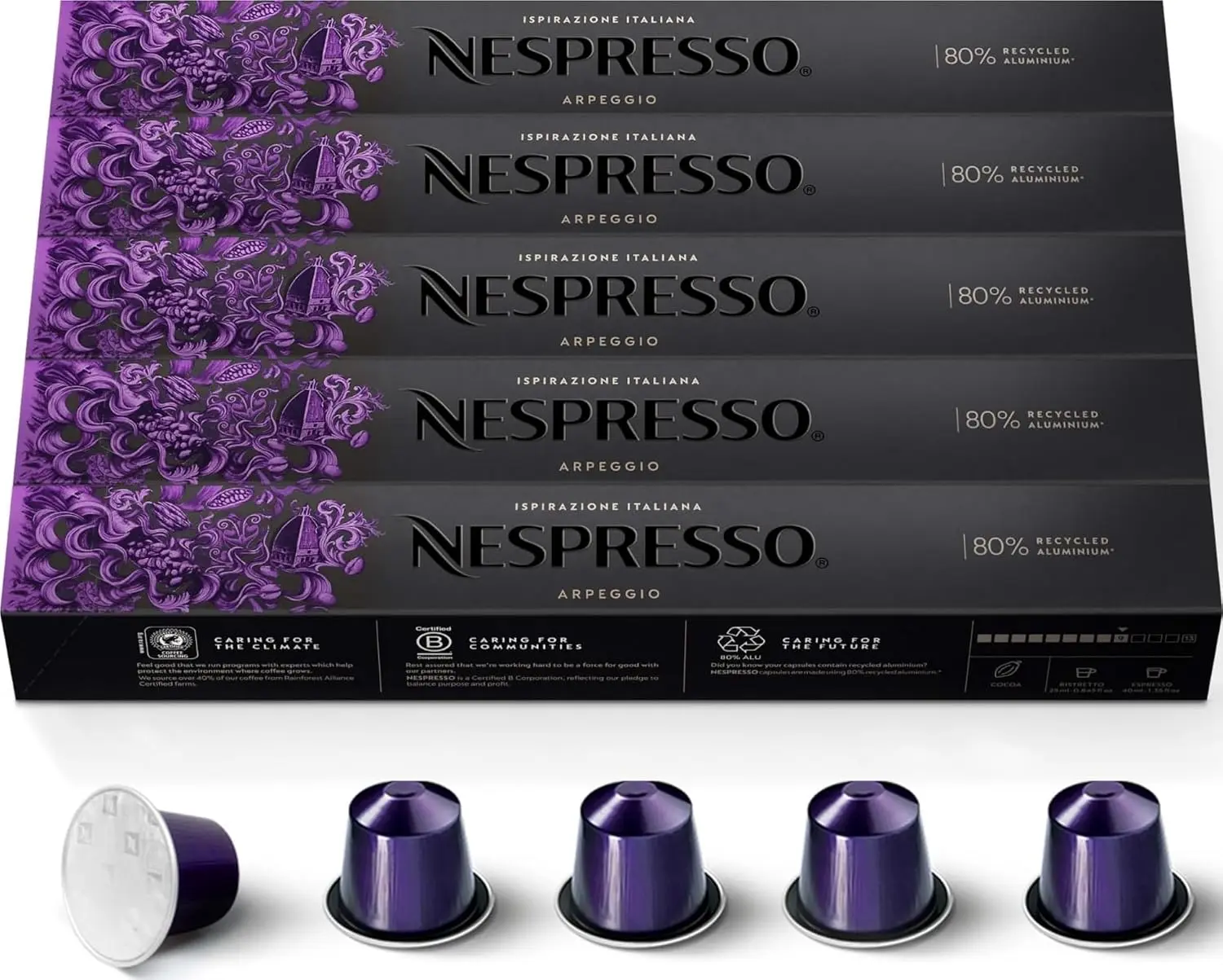 Nespresso Original, Arpeggio, Dark Roast, 50-Count Espresso Coffee Pods | Capsules Pack of 1