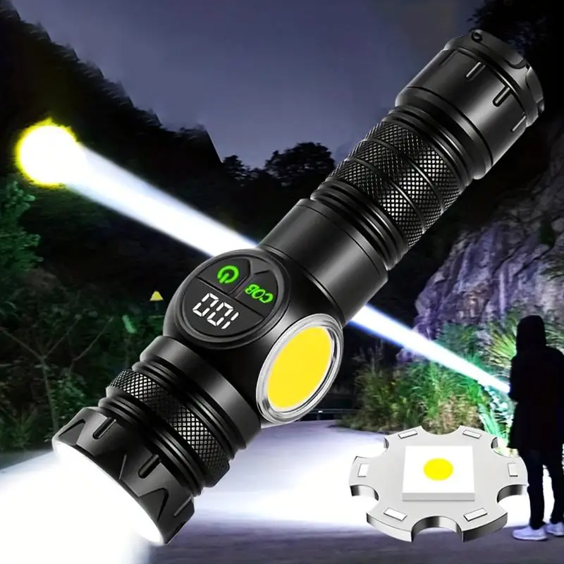 USB Rechargeable LED Flashlight, Long Endurance Waterproof Flashlight with 9 Lighting Modes, Suitable for Outdoor Enthusiasts, Hiking, Hunting, Campin