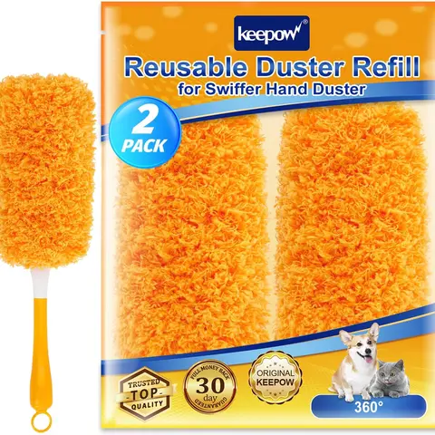 KEEPOW Reusable Duster Refill Compatible with Swiffer Hand Duster, Microfiber Heavy Duty Duster Refills, 360 Degree Dusters Refills for Cleaning, Ceiling Fan (Handle is Not Included)