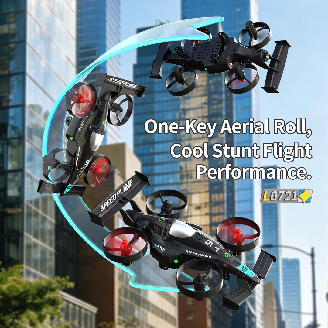 AERO-DRIFT 2-in-1 Flying Drone & RC Drift Car, 360° Stunt Flip Anti-Collision Rechargeable, Land to Air Transforming Easy Fly Remote Control Toy Plane Gift for Kids Boys Men Beginners
