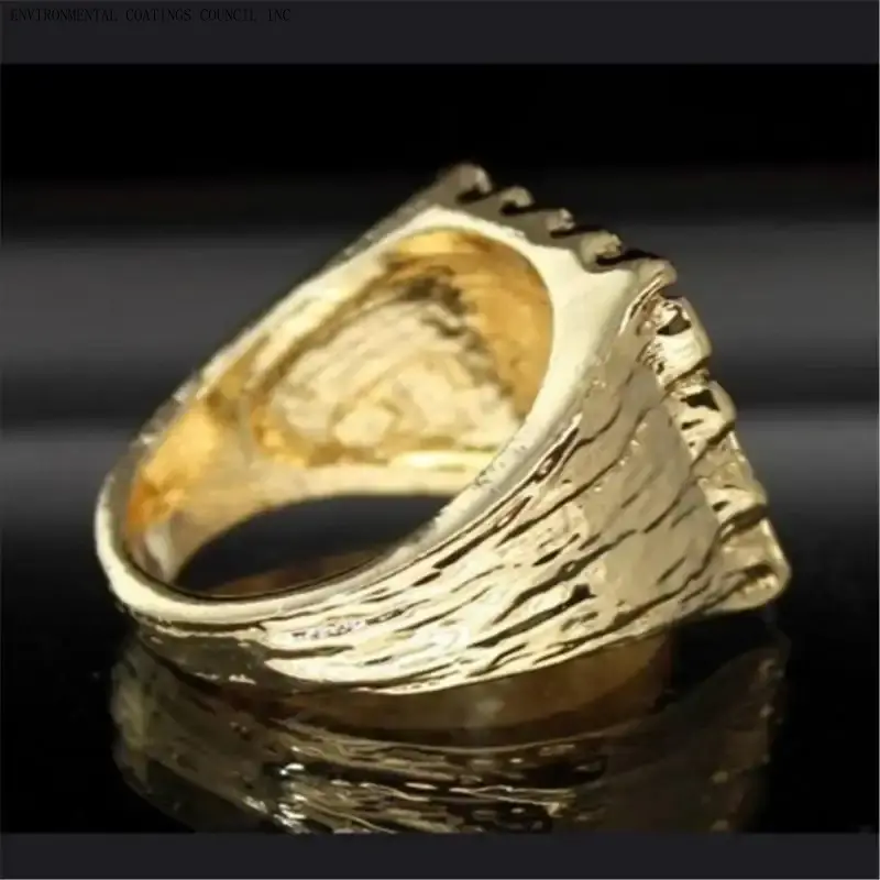 nugget Ring Electroplated Gold Geometric Square Pattern Pretty Ring Nugget Jewelry