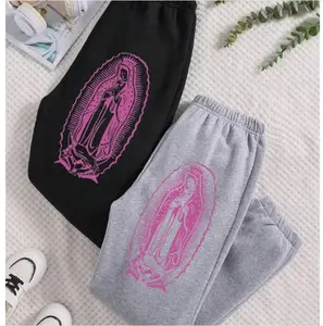 Virgen de Guadalupe Sweatpants, Trendy Top Sweatpants, Unisex Cotton Graphic Casual Sweatpants, Gift For Fan, Men and Women, Best Gift SS
