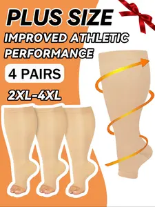 4 Pairs Unisex Compression Athletic Socks, 20-30mm Hg Graduated Support Stockings, Ideal for Running & Nursing, Promotes Circulation