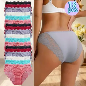 H   6 /18/12-piece women's plus-size panties: comfy & simple, soft/skin-friendly, sweat-absorbent &breathable. Wide elastic waist (no tightness/rolling) fits curves; rose-print semi-transparent, multi-color & full sizes,. women underwear