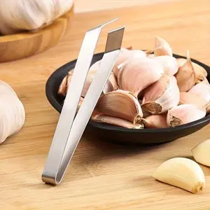 2pcs Stainless Steel Garlic Peeler, Suitable For Peeling Garlic And Removing Fish Bones, Stainless Steel Pig Hair Clamp, Kitchen Stuff