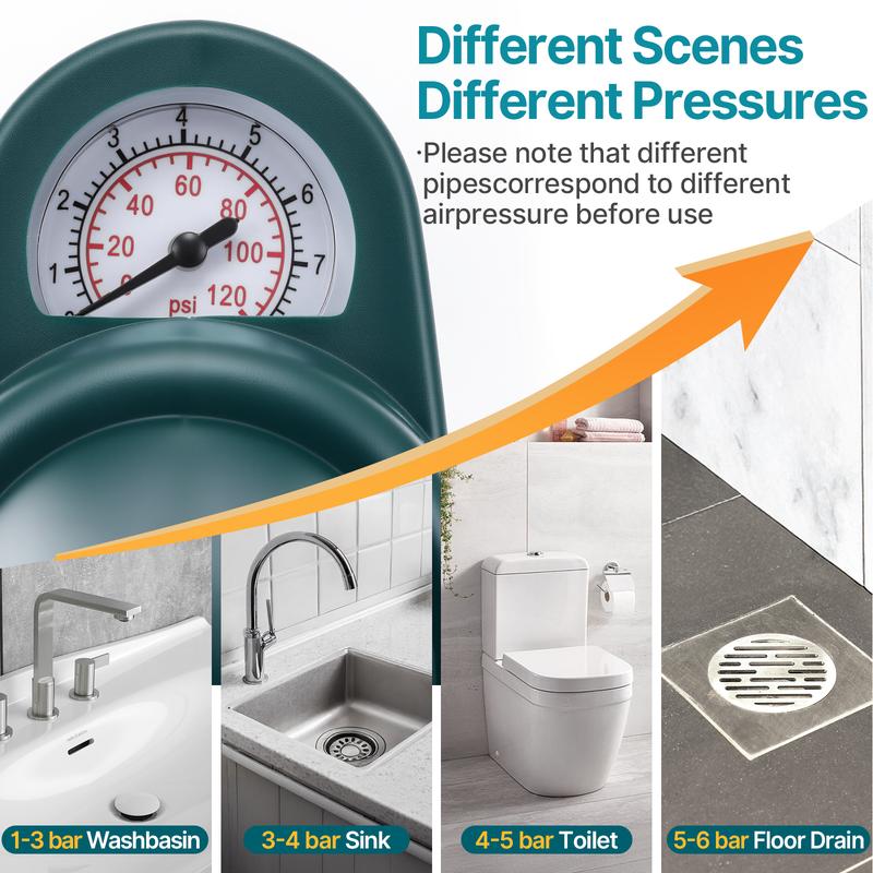 Manual High-Pressure Drain Cleaner Pump with Stainless Steel Snake & Free Gloves – No-Power Multi-Use Clog Remover for Toilet, Kitchen Sink, Bathroom & Floor Drains