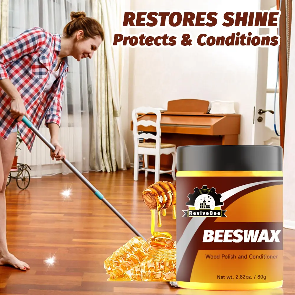 Wood Polishing Beeswax Care Paste, Premium Furniture Wax Restorer. Nourishes dry wood to prevent cracking, restores a warm glossy finish. Safe formula suitable for furniture, floors and cabinets. Simply wipe to complete routine home wood maintenance.