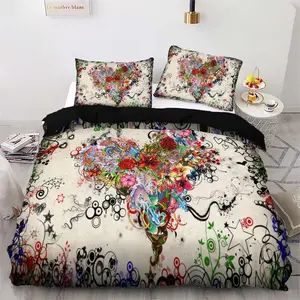 3-Piece Floral Print Bedding Set (1 Fitted Sheet + 2 Pillowcases), Soft Comfortable Bedroom Decor, Decorative Bedsheet Sets, Ideal for Dorms & Guest Rooms