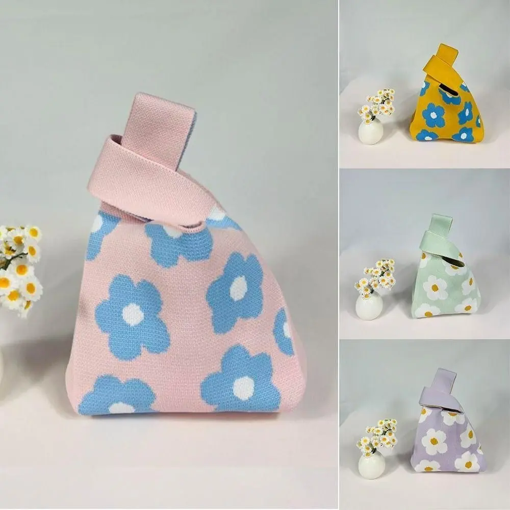 [NEW] Floral Knit Knot Bag – Handmade Wristlet Tote for Women