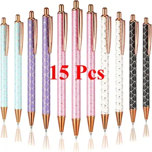 11 Pcs Fancy Pens for Women Glitter Pretty Cute Pens Sparkly Retractable Black Ink Medium Point 1.0 mm Cool Journaling for Women Girls