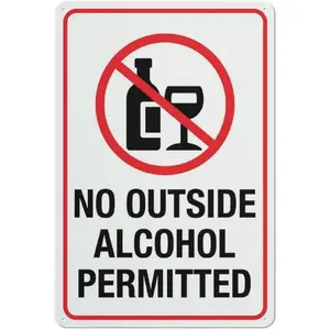 No Outside Alcohol Permitted Sign For House 12" X 8" Yard Sign, Premium Aluminum, Sun-Proof, Rust-Free