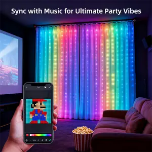 Smart Curtain Lights, String Light RGB Color Changing, APP-Operated with Custom DIY Text/Patterns,Fairy - Style Decor for Curtain & Home Ambiance