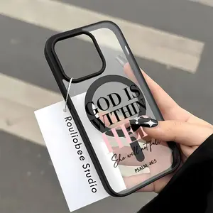 Pink Bible Psalms Quotes Christian Pattern Premium Magnetic phone case applicable for iPhone 16ProMax 15 14 13 12 11 Plus cases durable shockproof protection Privacy Protection Magnetic Phone Case cute nic natalie reynolds mosnovo  protective case