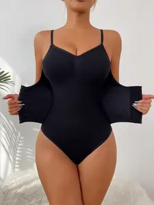 Powerful Tummy Control Bodysuit Shapewear, Enhanced Double Layer Waist Shaper for Postpartum Recovery, Adjustable Magic Snap Closure and Easy Access Design, Underwear