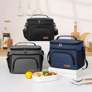 Oxford Cloth Lunch bag for Women and Men, Leak-Proof Cooler Lunch Bag With Front Pocket, Sall Reusable Small Lunch Bag,Adult Water Resistant Lunch Tote Bag with Shoulder Strap,Suitable for Work, Picnic, Travel