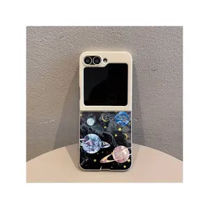 Starry Planet Bright White Pattern TPU Foldable Full-Body Shockproof Phone Case For Samsung For Galaxy Z Flip 6,/Galaxy Z Flip 5 /Galaxy Z Flip 4, /Galaxy Z Flip 3 5G. TPU Case Suitable For Samsung Galaxy Full Coverage Slim Lightweight, Mixed Durable